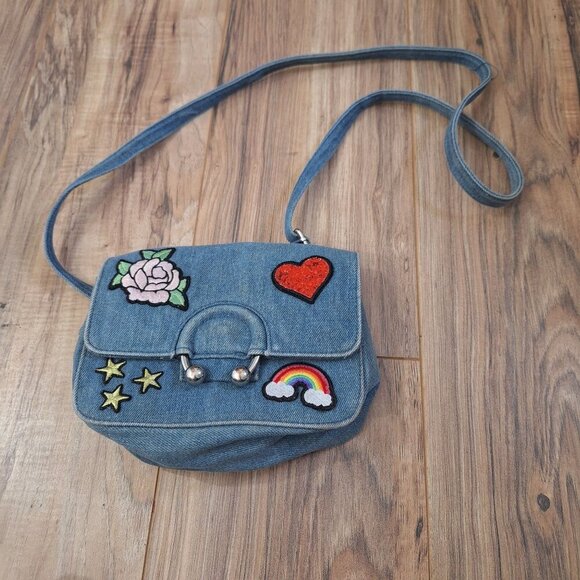 Embroidered Patch whimsical Jean Purse - Picture 1 of 13